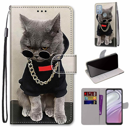 Coloured Drawing Cross Texture Horizontal Flip PU Phone Leather Case with Holder & Card Slots & Wallet & Lanyard(Colorful Layer, For Motorola Moto G10 / G20 / G30