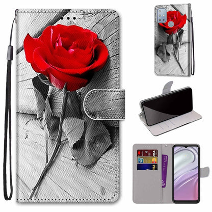 Coloured Drawing Cross Texture Horizontal Flip PU Phone Leather Case with Holder & Card Slots & Wallet & Lanyard(Colorful Layer, For Motorola Moto G10 / G20 / G30