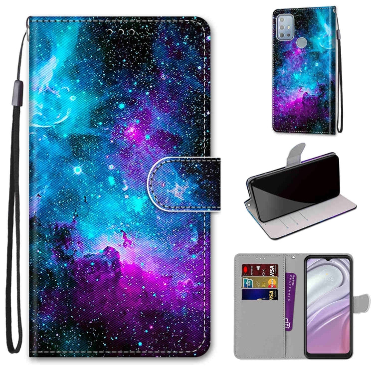 Coloured Drawing Cross Texture Horizontal Flip PU Phone Leather Case with Holder & Card Slots & Wallet & Lanyard(Colorful Layer, For Motorola Moto G10 / G20 / G30