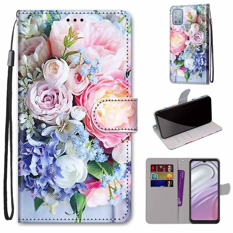 Coloured Drawing Cross Texture Horizontal Flip PU Phone Leather Case with Holder & Card Slots & Wallet & Lanyard(Colorful Layer, For Motorola Moto G10 / G20 / G30
