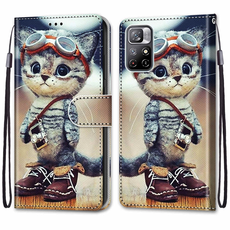 Coloured Drawing Cross Texture Horizontal Flip PU Phone Leather Case with Holder & Card Slots & Wallet & Lanyard(Colorful Layer, For Xiaomi Redmi Note 11