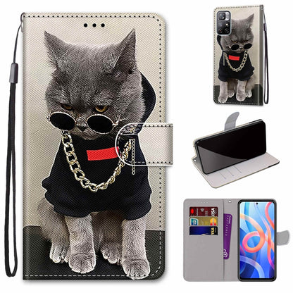 Coloured Drawing Cross Texture Horizontal Flip PU Phone Leather Case with Holder & Card Slots & Wallet & Lanyard(Colorful Layer, For Xiaomi Redmi Note 11