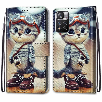Coloured Drawing Cross Texture Horizontal Flip PU Phone Leather Case with Holder & Card Slots & Wallet & Lanyard(Colorful Layer, For Xiaomi Redmi Note 11 Pro / 11 Pro+ Global