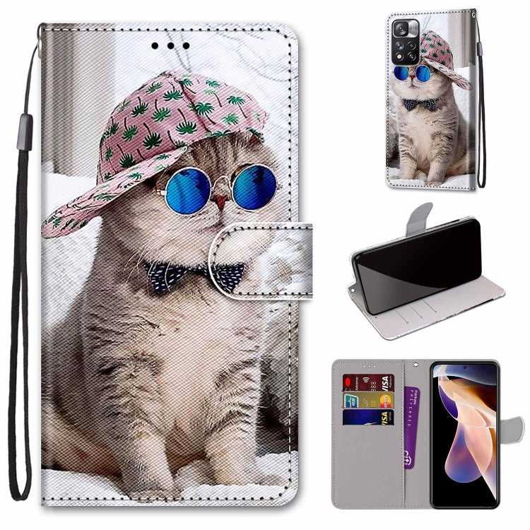 Coloured Drawing Cross Texture Horizontal Flip PU Phone Leather Case with Holder & Card Slots & Wallet & Lanyard(Colorful Layer, For Xiaomi Redmi Note 11 Pro / 11 Pro+ Global