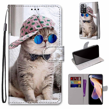 Coloured Drawing Cross Texture Horizontal Flip PU Phone Leather Case with Holder & Card Slots & Wallet & Lanyard(Colorful Layer, For Xiaomi Redmi Note 11 Pro / 11 Pro+ Global