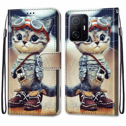Coloured Drawing Cross Texture Horizontal Flip PU Phone Leather Case with Holder & Card Slots & Wallet & Lanyard(Colorful Layer, For Xiaomi Mi 11T / 11T Pro