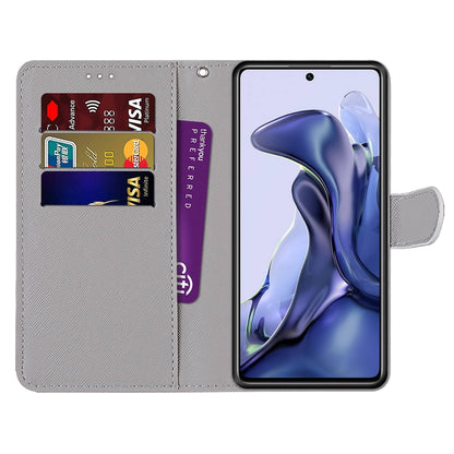 Coloured Drawing Cross Texture Horizontal Flip PU Phone Leather Case with Holder & Card Slots & Wallet & Lanyard(Colorful Layer, For Xiaomi Mi 11T / 11T Pro