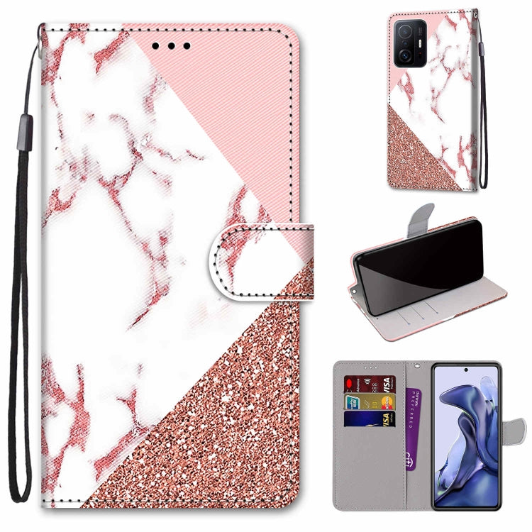 Coloured Drawing Cross Texture Horizontal Flip PU Phone Leather Case with Holder & Card Slots & Wallet & Lanyard(Colorful Layer, For Xiaomi Mi 11T / 11T Pro
