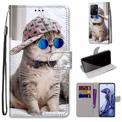 Coloured Drawing Cross Texture Horizontal Flip PU Phone Leather Case with Holder & Card Slots & Wallet & Lanyard(Colorful Layer, For Xiaomi Mi 11T / 11T Pro