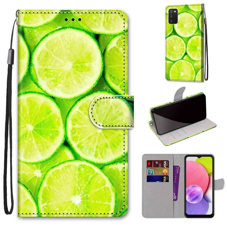 Coloured Drawing Cross Texture Horizontal Flip PU Phone Leather Case with Holder & Card Slots & Wallet & Lanyard(Colorful Layer, For Samsung Galaxy A03s 166mm Version