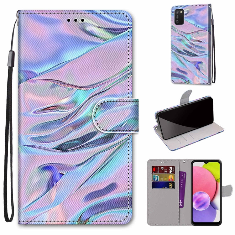 Coloured Drawing Cross Texture Horizontal Flip PU Phone Leather Case with Holder & Card Slots & Wallet & Lanyard(Colorful Layer, For Samsung Galaxy A03s 166mm Version