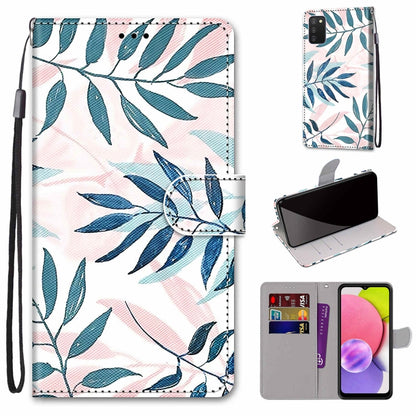 Coloured Drawing Cross Texture Horizontal Flip PU Phone Leather Case with Holder & Card Slots & Wallet & Lanyard(Colorful Layer, For Samsung Galaxy A03s 166mm Version