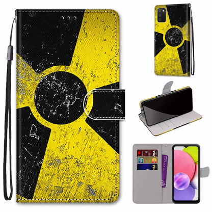 Coloured Drawing Cross Texture Horizontal Flip PU Phone Leather Case with Holder & Card Slots & Wallet & Lanyard(Colorful Layer, For Samsung Galaxy A03s 166mm Version