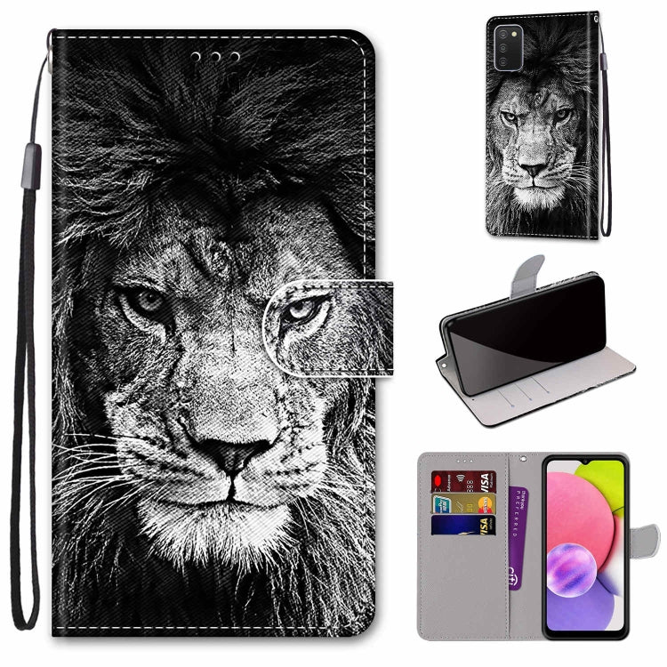 Coloured Drawing Cross Texture Horizontal Flip PU Phone Leather Case with Holder & Card Slots & Wallet & Lanyard(Colorful Layer, For Samsung Galaxy A03s 166mm Version