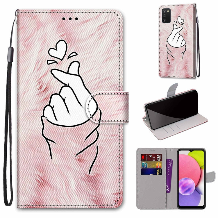 Coloured Drawing Cross Texture Horizontal Flip PU Phone Leather Case with Holder & Card Slots & Wallet & Lanyard(Colorful Layer, For Samsung Galaxy A03s 166mm Version