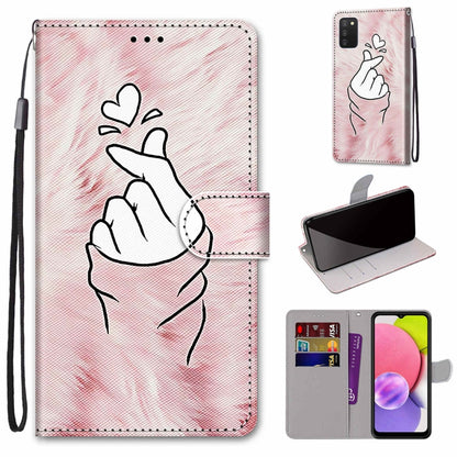 Coloured Drawing Cross Texture Horizontal Flip PU Phone Leather Case with Holder & Card Slots & Wallet & Lanyard(Colorful Layer, For Samsung Galaxy A03s 166mm Version