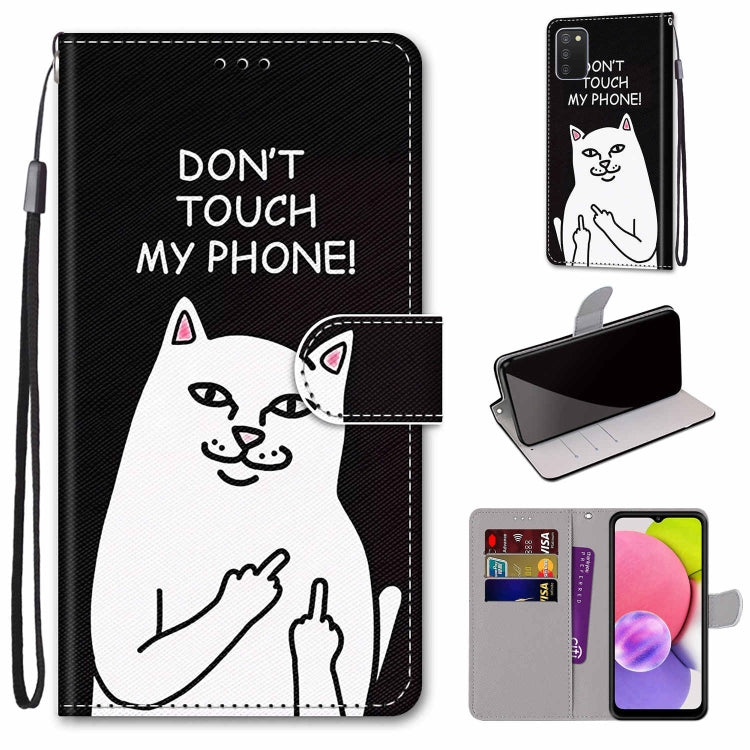 Coloured Drawing Cross Texture Horizontal Flip PU Phone Leather Case with Holder & Card Slots & Wallet & Lanyard(Colorful Layer, For Samsung Galaxy A03s 166mm Version