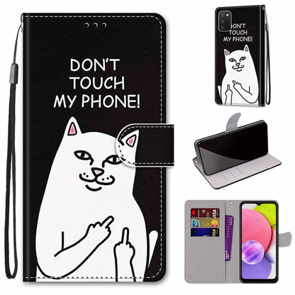 Coloured Drawing Cross Texture Horizontal Flip PU Phone Leather Case with Holder & Card Slots & Wallet & Lanyard(Colorful Layer, For Samsung Galaxy A03s 166mm Version