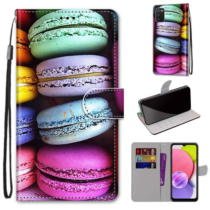 Coloured Drawing Cross Texture Horizontal Flip PU Phone Leather Case with Holder & Card Slots & Wallet & Lanyard(Colorful Layer, For Samsung Galaxy A03s 166mm Version