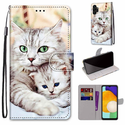 Coloured Drawing Cross Texture Horizontal Flip PU Phone Leather Case with Holder & Card Slots & Wallet & Lanyard(Colorful Layer, For Samsung Galaxy A13 4G