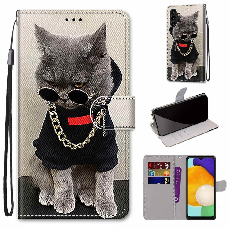 Coloured Drawing Cross Texture Horizontal Flip PU Phone Leather Case with Holder & Card Slots & Wallet & Lanyard(Colorful Layer, For Samsung Galaxy A13 4G