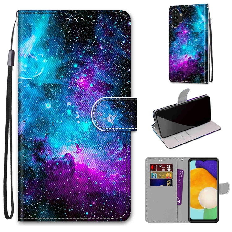 Coloured Drawing Cross Texture Horizontal Flip PU Phone Leather Case with Holder & Card Slots & Wallet & Lanyard(Colorful Layer, For Samsung Galaxy A13 4G