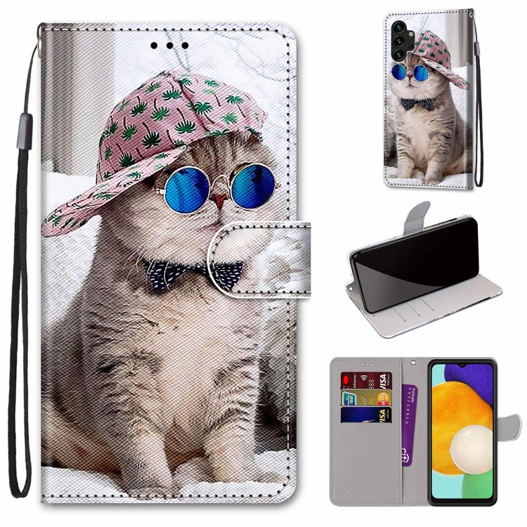 Coloured Drawing Cross Texture Horizontal Flip PU Phone Leather Case with Holder & Card Slots & Wallet & Lanyard(Colorful Layer, For Samsung Galaxy A13 4G