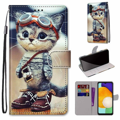 Coloured Drawing Cross Texture Horizontal Flip PU Phone Leather Case with Holder & Card Slots & Wallet & Lanyard(Colorful Layer, For Samsung Galaxy A13 5G