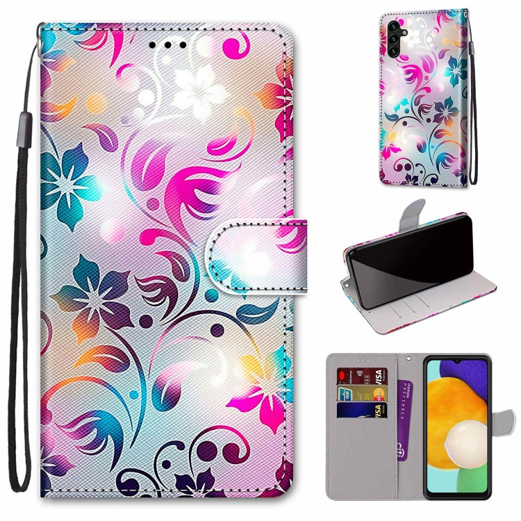 Coloured Drawing Cross Texture Horizontal Flip PU Phone Leather Case with Holder & Card Slots & Wallet & Lanyard(Colorful Layer, For Samsung Galaxy A13 5G