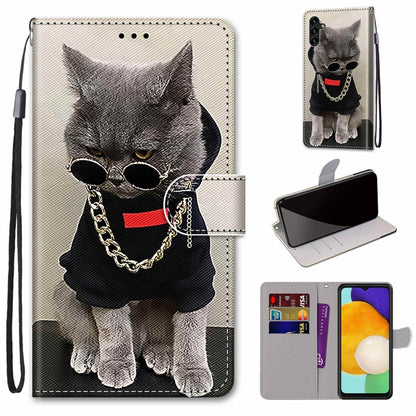 Coloured Drawing Cross Texture Horizontal Flip PU Phone Leather Case with Holder & Card Slots & Wallet & Lanyard(Colorful Layer, For Samsung Galaxy A13 5G