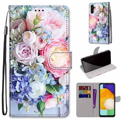 Coloured Drawing Cross Texture Horizontal Flip PU Phone Leather Case with Holder & Card Slots & Wallet & Lanyard(Colorful Layer, For Samsung Galaxy A13 5G