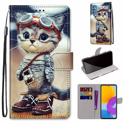 Coloured Drawing Cross Texture Horizontal Flip PU Phone Leather Case with Holder & Card Slots & Wallet & Lanyard(Colorful Layer, For Samsung Galaxy M52 5G