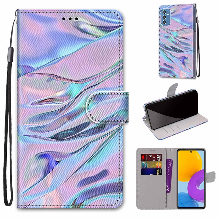 Coloured Drawing Cross Texture Horizontal Flip PU Phone Leather Case with Holder & Card Slots & Wallet & Lanyard(Colorful Layer, For Samsung Galaxy M52 5G