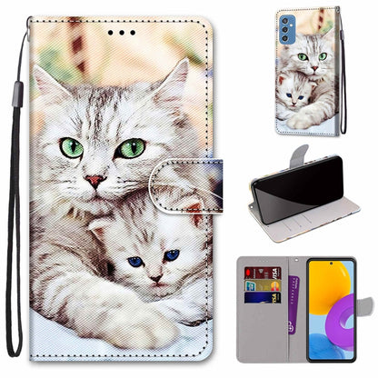 Coloured Drawing Cross Texture Horizontal Flip PU Phone Leather Case with Holder & Card Slots & Wallet & Lanyard(Colorful Layer, For Samsung Galaxy M52 5G