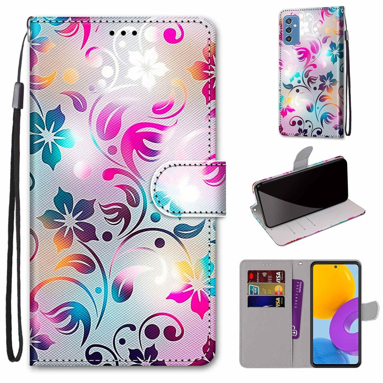Coloured Drawing Cross Texture Horizontal Flip PU Phone Leather Case with Holder & Card Slots & Wallet & Lanyard(Colorful Layer, For Samsung Galaxy M52 5G
