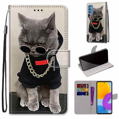 Coloured Drawing Cross Texture Horizontal Flip PU Phone Leather Case with Holder & Card Slots & Wallet & Lanyard(Colorful Layer, For Samsung Galaxy M52 5G