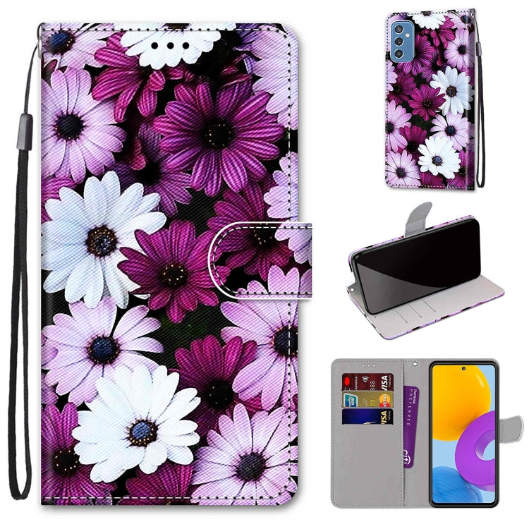 Coloured Drawing Cross Texture Horizontal Flip PU Phone Leather Case with Holder & Card Slots & Wallet & Lanyard(Colorful Layer, For Samsung Galaxy M52 5G