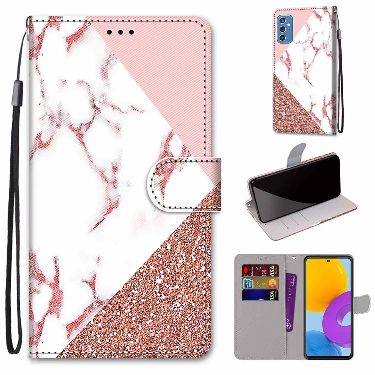 Coloured Drawing Cross Texture Horizontal Flip PU Phone Leather Case with Holder & Card Slots & Wallet & Lanyard(Colorful Layer, For Samsung Galaxy M52 5G