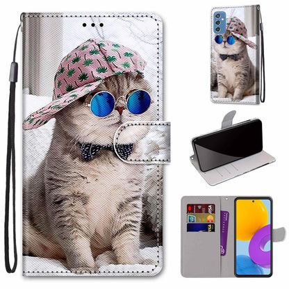 Coloured Drawing Cross Texture Horizontal Flip PU Phone Leather Case with Holder & Card Slots & Wallet & Lanyard(Colorful Layer, For Samsung Galaxy M52 5G