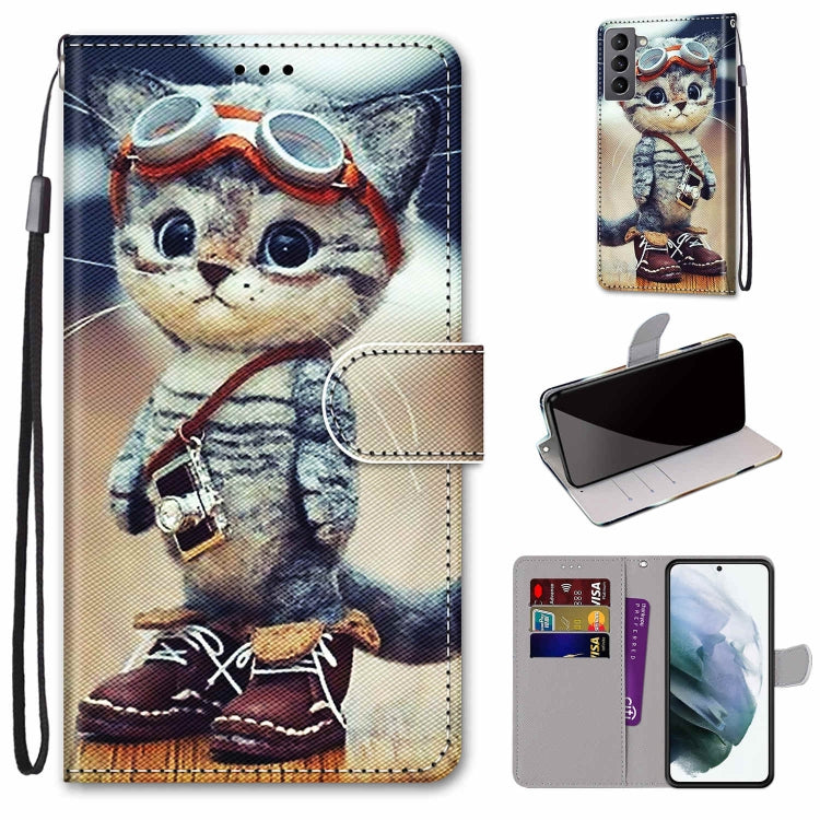 Coloured Drawing Cross Texture Horizontal Flip PU Phone Leather Case with Holder & Card Slots & Wallet & Lanyard(Colorful Layer, For Samsung Galaxy S22 5G