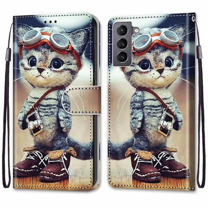 Coloured Drawing Cross Texture Horizontal Flip PU Phone Leather Case with Holder & Card Slots & Wallet & Lanyard(Colorful Layer, For Samsung Galaxy S22 5G