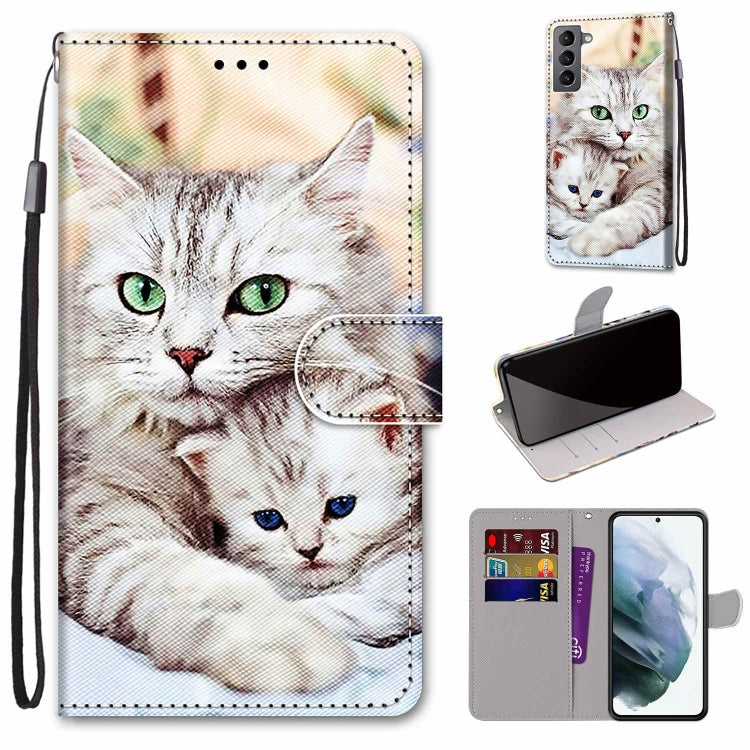 Coloured Drawing Cross Texture Horizontal Flip PU Phone Leather Case with Holder & Card Slots & Wallet & Lanyard(Colorful Layer, For Samsung Galaxy S22 5G