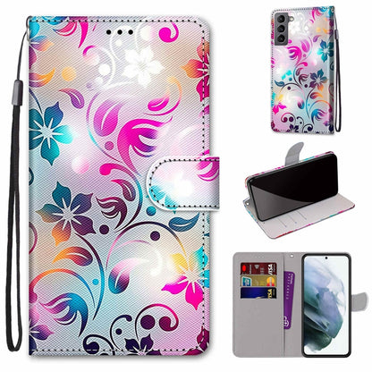 Coloured Drawing Cross Texture Horizontal Flip PU Phone Leather Case with Holder & Card Slots & Wallet & Lanyard(Colorful Layer, For Samsung Galaxy S22 5G