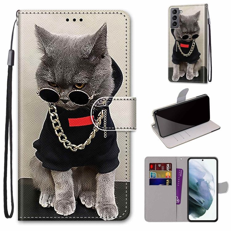Coloured Drawing Cross Texture Horizontal Flip PU Phone Leather Case with Holder & Card Slots & Wallet & Lanyard(Colorful Layer, For Samsung Galaxy S22 5G