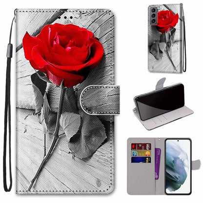 Coloured Drawing Cross Texture Horizontal Flip PU Phone Leather Case with Holder & Card Slots & Wallet & Lanyard(Colorful Layer, For Samsung Galaxy S22 5G