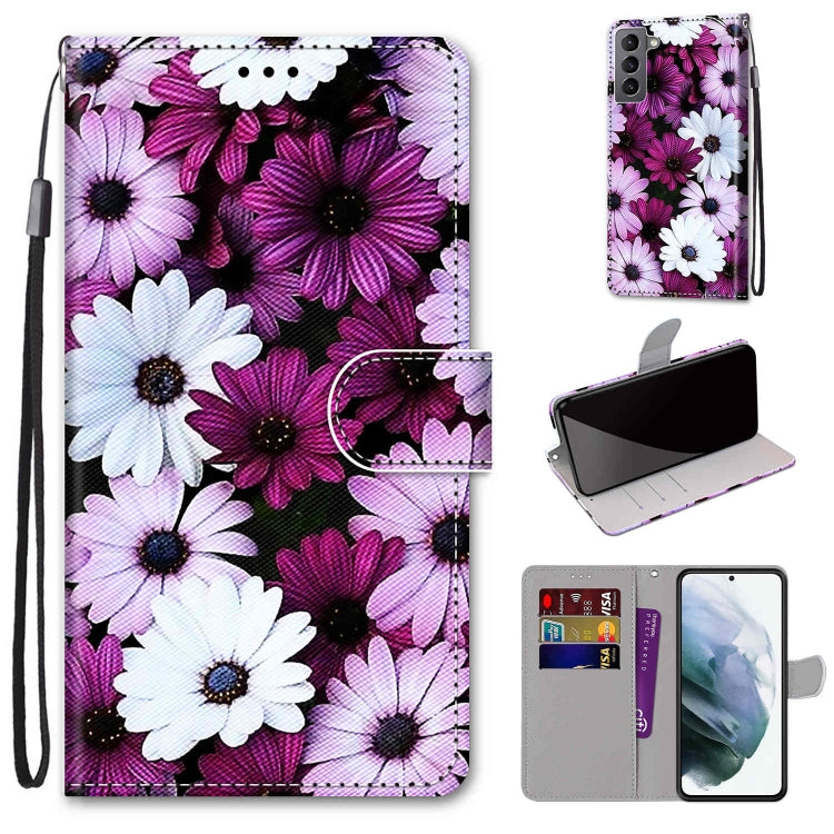 Coloured Drawing Cross Texture Horizontal Flip PU Phone Leather Case with Holder & Card Slots & Wallet & Lanyard(Colorful Layer, For Samsung Galaxy S22 5G
