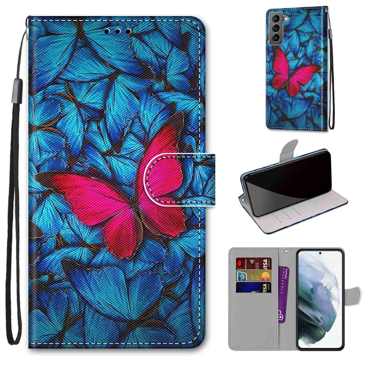 Coloured Drawing Cross Texture Horizontal Flip PU Phone Leather Case with Holder & Card Slots & Wallet & Lanyard(Colorful Layer, For Samsung Galaxy S22 5G