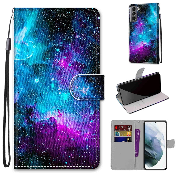 Coloured Drawing Cross Texture Horizontal Flip PU Phone Leather Case with Holder & Card Slots & Wallet & Lanyard(Colorful Layer, For Samsung Galaxy S22 5G