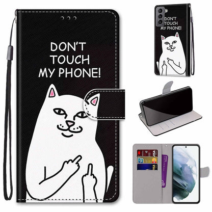 Coloured Drawing Cross Texture Horizontal Flip PU Phone Leather Case with Holder & Card Slots & Wallet & Lanyard(Colorful Layer, For Samsung Galaxy S22 5G