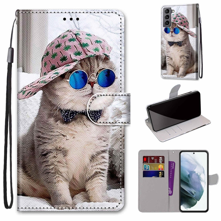 Coloured Drawing Cross Texture Horizontal Flip PU Phone Leather Case with Holder & Card Slots & Wallet & Lanyard(Colorful Layer, For Samsung Galaxy S22 5G